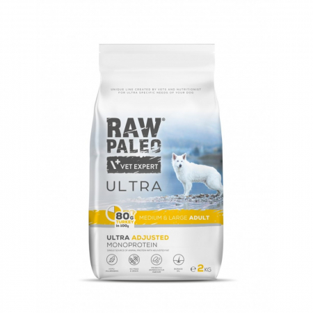Hrana Uscata Caini - Hrană uscată pentru câini Raw Paleo Ultra Turkey Medium&Large Adult 2kg