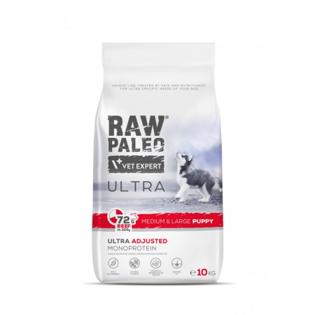 Caini - Hrana uscata, Raw Paleo Ultra Beef Medium & Large Puppy 10kg