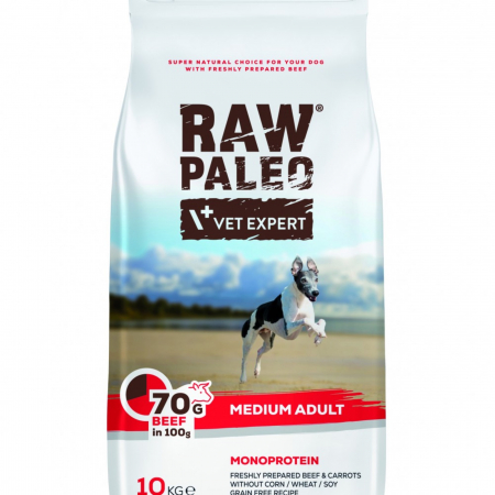 Caini - Hrana uscata, RAW PALEO mediu adult vita, 10 kg