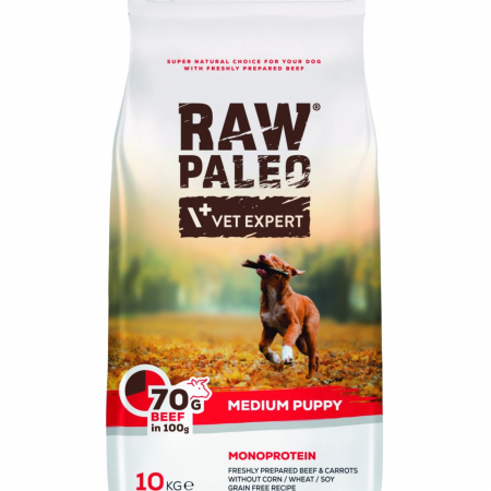 Caini - Hrana uscata, RAW PALEO mediu puppy vita, 10 kg