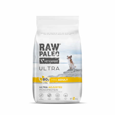 Caini - Hrană uscată pentru câini Raw Paleo Ultra Turkey Mini Adult 2kg