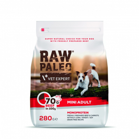 Hrana Uscata Caini - Hrana uscata, RAW PALEO mini adult vita, 280 g