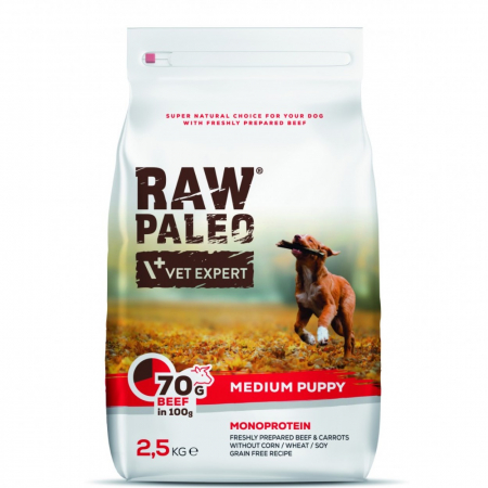 Caini - Hrana uscata, RAW PALEO mediu puppy vita, 2.5 kg