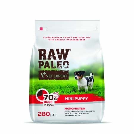 Hrana Uscata Caini - Hrana uscata, RAW PALEO mini pupy vita, 280g