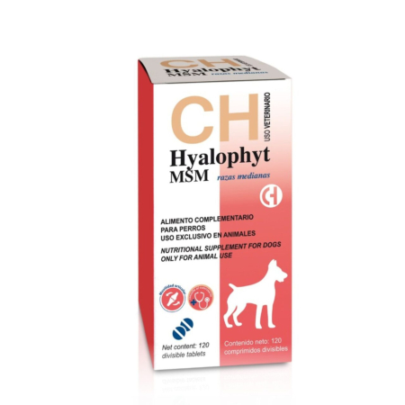 Suplimente nutritive, vitamine - HYALOPHYT MSM MEDIU supliment nutritiv pentru articulatii, pentru caini de talie medie120 tbl