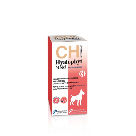 Suplimente nutritive, vitamine - HYALOPHYT MSM MEDIU supliment nutritiv pentru articulatii, pentru caini de talie medie 30 tbl