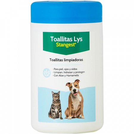 Dermatologice Pisici - Șervețele umede pentru animale de companie, cu Aloe și Hamamelis, LYS WIPES, 40 buc
