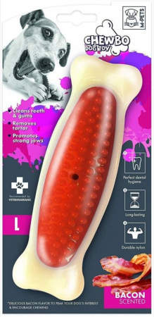 Caini - Os CHEWBO M-PETS, igienda dentara, bacon afumat, 14x4x3 cm - M
