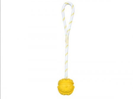 Caini - Jucarie Minge Cauciuc Natural cu Sfoara Lime  ø 7/35 cm