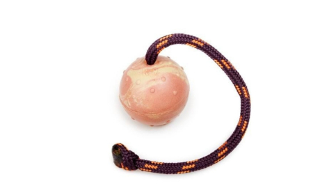 Accesorii caini - Minge Julius K9 IDC cauciuc natural – cu sfoara, nod, 60mm