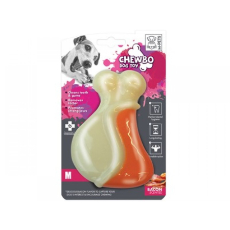 Caini - Jucarie dentara CHEWBO LEG cu aroma de bacon, marime M