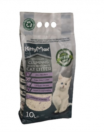 Asternut litiera / Nisip / Silicat - Asternut Igienic Bentonita Premium KittyMax Lavander pentru Pisici 10 l
