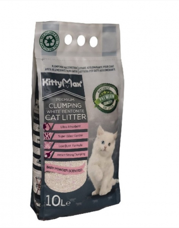 Asternut litiera / Nisip / Silicat - KittyMax Asternut Igienic Bentonita Premium KittyMax Baby Powder pentru Pisici 10 l