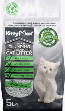 Pisici - Asternut Igienic Bentonita Premium KittyMax Aloe Vera pentru Pisici 5 L