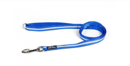Accesorii caini - Lesa caine Julius K9 IDC reflectorizanta, cu maner- 19 mm x 1.2 m - Albastru