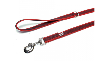 Accesorii caini - Lesa pentru caini Julius K-9 Color & Gray, antiderapanta, cu maner - 20mmx1.2m - Rosu