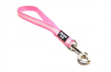 Hamuri, Lese si Zgarzi - Lesa Julius K-9 IDC scurta, nylon cu fire flourescente, cu maner - 14mmx0.35m - Roz