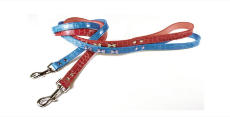 Hamuri, Lese si Zgarzi - Lesa piele imprimeu crocodil Record - 1.5cm x 120 cm rosu/albastru