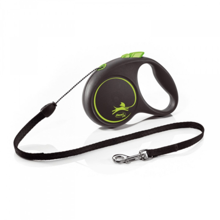 Caini - Lesa pentru caini Black design Snur, Flexi, Retractabil, Pana la 12 kg, S, 5 metri, Verde