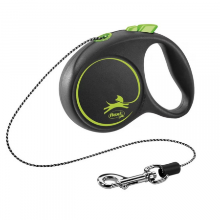 Caini - Lesa pentru caini Black design Snur, Flexi, Retractabil, Pana la 8 kg, XS, 3 metri, Verde