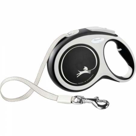 Caini - Lesa pentru caini Comfort banda, Flexi, Retractabil, Pana la 15 kg, S, 5 metri, Negru