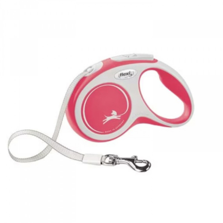 Caini - Lesa pentru caini Comfort banda, Flexi, Retractabil, Pana la 15 kg, S, 5 metri, Rosu
