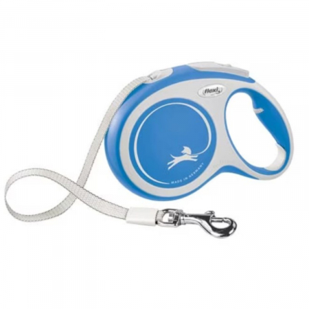 Caini - Lesa pentru caini Comfort banda, Flexi, Retractabil, Pana la 50 kg, L, 8 metri, Albastru