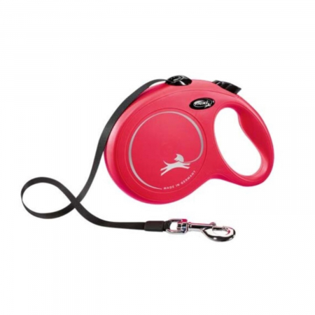 Caini - Lesa pentru caini New Classic banda, Flexi, Retractabil, Pana la 50 kg, L, 8 metri, Rosu