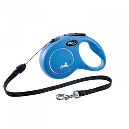 Caini - Lesa pentru caini New Classic Snur, Flexi, Retractabil, Pana la 12 kg, S, 8 metri, Albastru