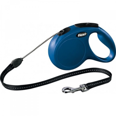 Caini - Lesa pentru caini New Classic Snur, Flexi, Retractabil, Pana la 20 kg, M, 5 metri, Albastru