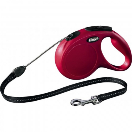Caini - Lesa pentru caini New Classic Snur, Flexi, Retractabil, Pana la 20 kg, M, 8 metri, Rosu