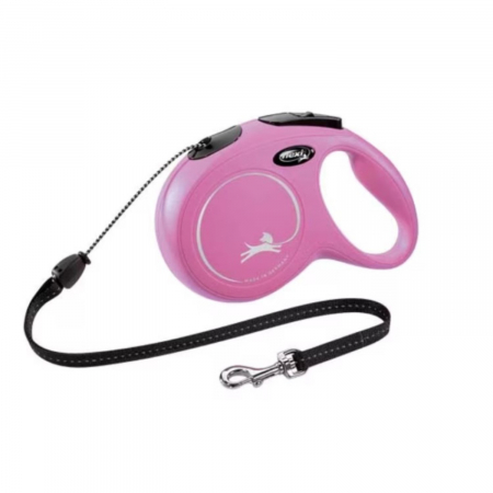 Caini - Lesa pentru caini New Classic Snur, Flexi, Retractabil, Pana la 20 kg, M, 8 metri, Roz