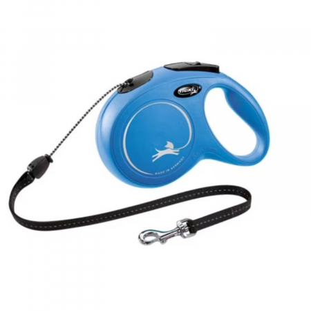 Caini - Lesa pentru caini New Classic Snur, Flexi, Retractabil, Pana la 20 kg, M, 8 metri, Albastru