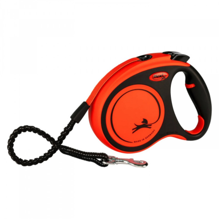Caini - Lesa pentru caini Extreme banda, Flexi, Retractabil, Pana la 65 kg, L, 5 metri, Portocaliu