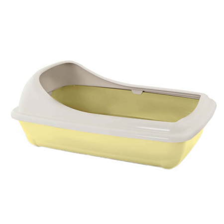 Pisici - Litiera pentru pisici MPB Birba Mare cu rama detasabila, 56x39x20h cm, galben
