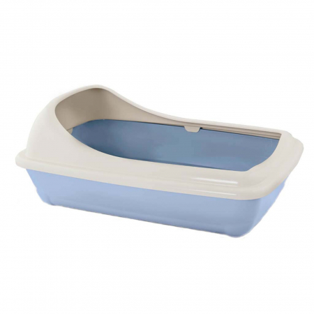 Pisici - Litiera pentru pisici MPB Birba Medie cu rama detasabila, 46x35x18h cm, Albastru