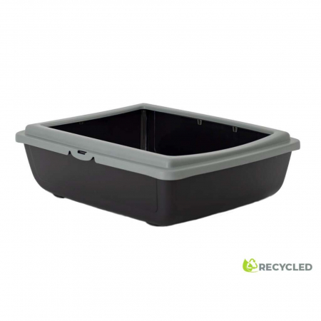 Pisici - Litiera pentru pisici MPB Juliet ECO cu rama, 48x38x14h cm, Gri