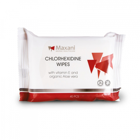 Pisici - Maxani servetele cu Chlorhexidine wipes with vitamin E pentru caini si pisici - 40 pcs