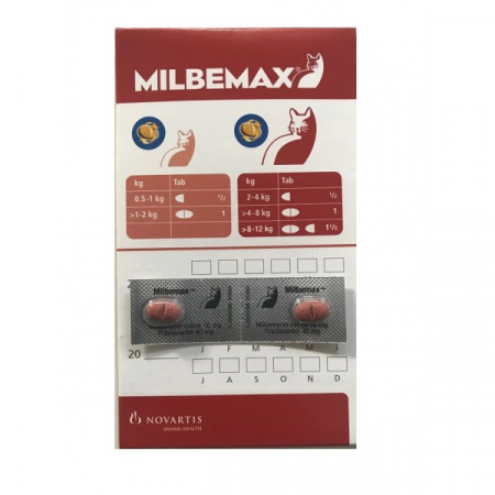 Pisici - Milbemax Cat 16 / 40 mg (2 - 8 kg), 50 tablete