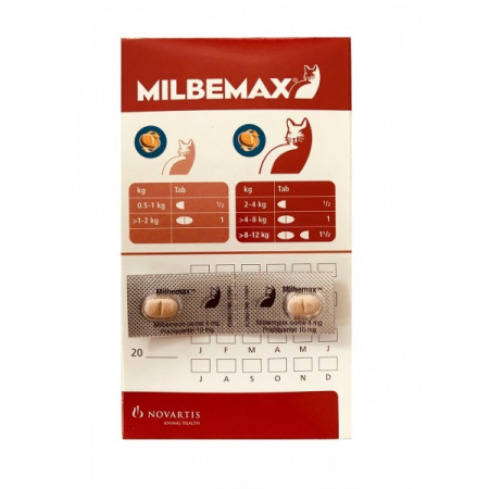 Pisici - Milbemax Cat 4 / 10 mg (< 2 kg), 1 tableta