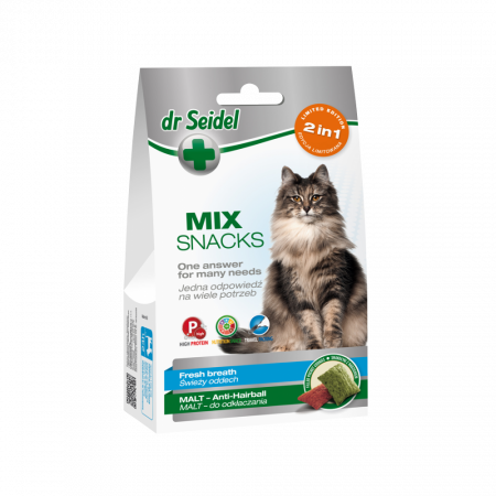 Pisici - MIX Recompense Respiratie proaspata & Malt (ghem de blana),Dr. Seidel, 50g