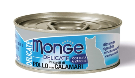 Hrana Umeda - Monge Delicate Cat - Hrana umeda super-premium - Pui si Calamar - 80g