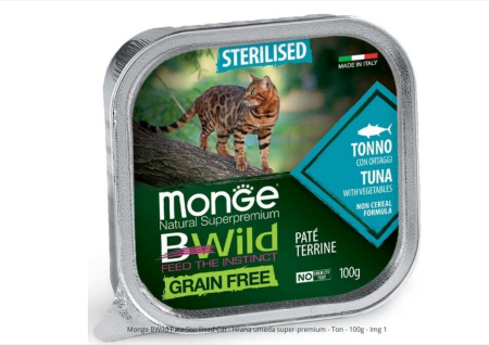 Hrana Umeda - Monge BWild Pate Sterilised Cat - Hrana umeda pisici super-premium - Ton - 100g