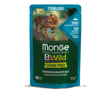 Hrana Umeda - Monge BWild Sterilised Cat - Hrana umeda pisici super-premium - Ton - 85g