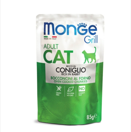 Hrana Umeda - Monge Grill Chunkies Cat - Hrana umeda pisici super-premium - Iepure - 85g