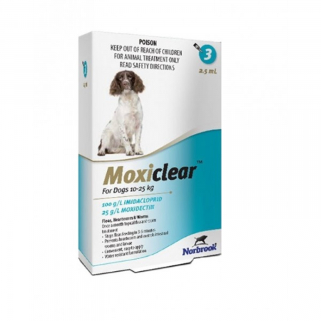 Deparazitare externa - Moxiclear Caine Spot-On L 2.5 ml 10-25 kg 3 pipete