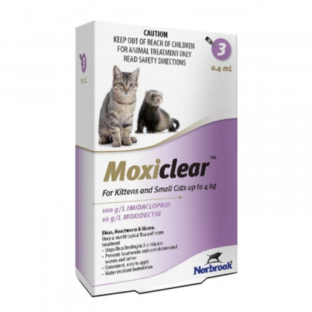 Deparazitare interna - Moxiclear pipete antiparazitare pentru pisici sub 4 kg - 3 pipete