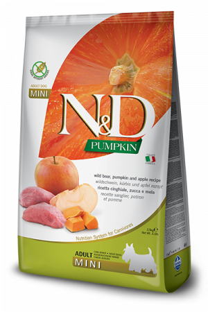 Caini - N&D Pumpkin Grain Free Mini Adult Adult, Mistret, Dovleac si mar, 7 kg