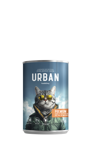 Hrana Umeda - NashiDay Urban Cat Premium hrană umedă pentru pisici cu carne de vanat pui si morcov, 415g