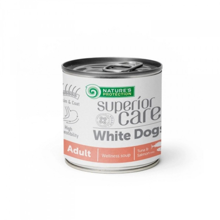 Hrana Umeda Caini - Nature's Protections Wellness White Dogs Soup cu Ton si Somon 140 ml